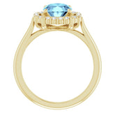 14K Yellow Natural Aquamarine & 1/5 CTW Natural Diamond Ring